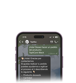 Imagen del segundo paso para ordenar productos Taptika