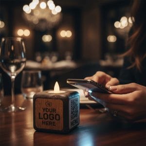 Centro de mesa NFC cubo luminoso obscuro